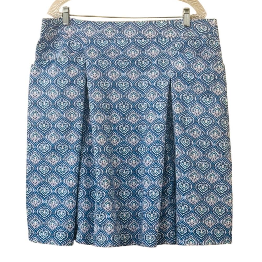 George ME Designs by Mark Eisen Blue Pleated Skirt with Pockets Size 14